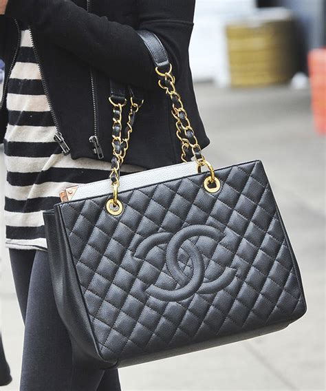 chanel quilted caviar leather grand shopper tote - bags|CHANEL Caviar Quilted Grand Shopping Tote GST Black.